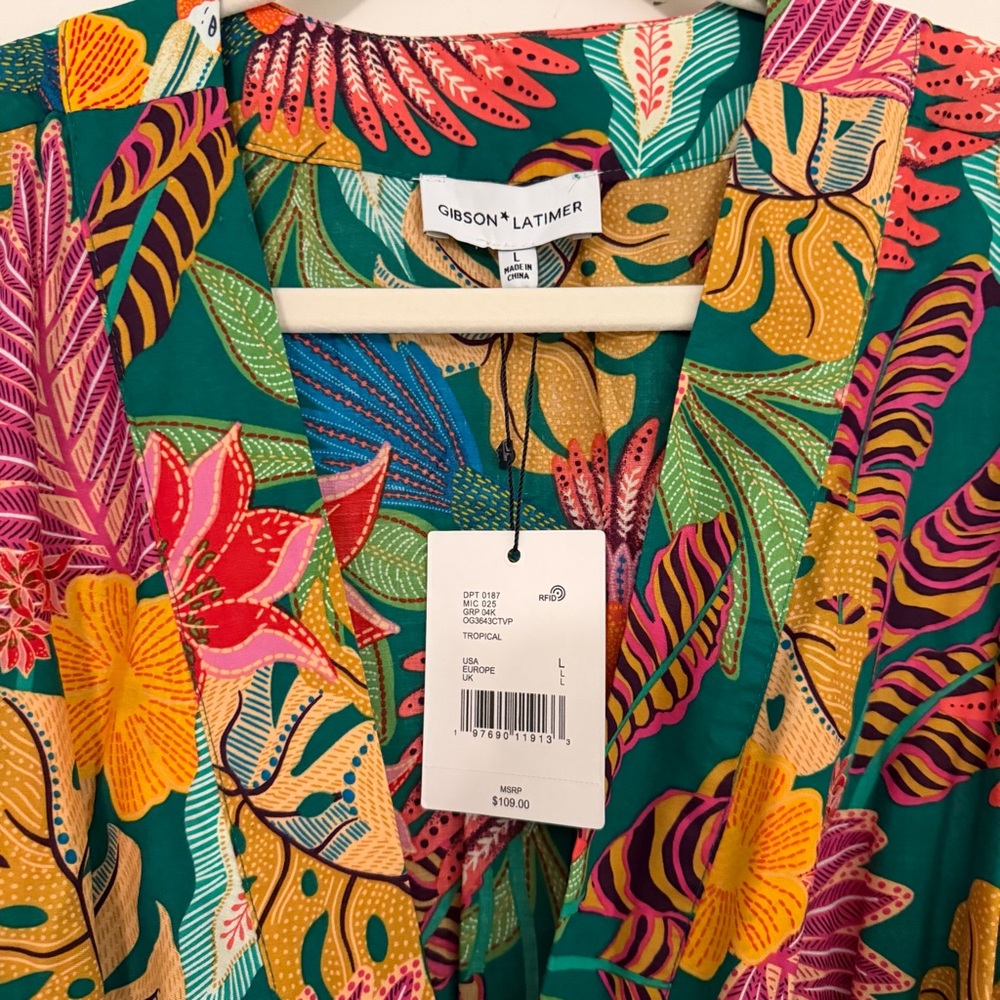 Gibson Latimer Tropical Printed Tiered Dress - Picture 3 of 5